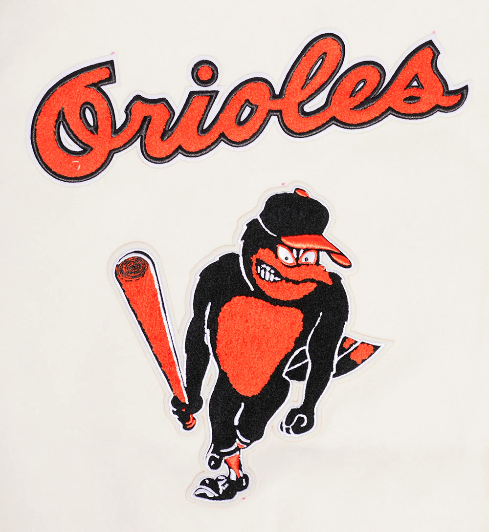MLB BALTIMORE ORIOLES RETRO CLASSIC MEN'S RIB WOOL VARSITY JACKET (EGGSHELL/BLACK) - Image 4