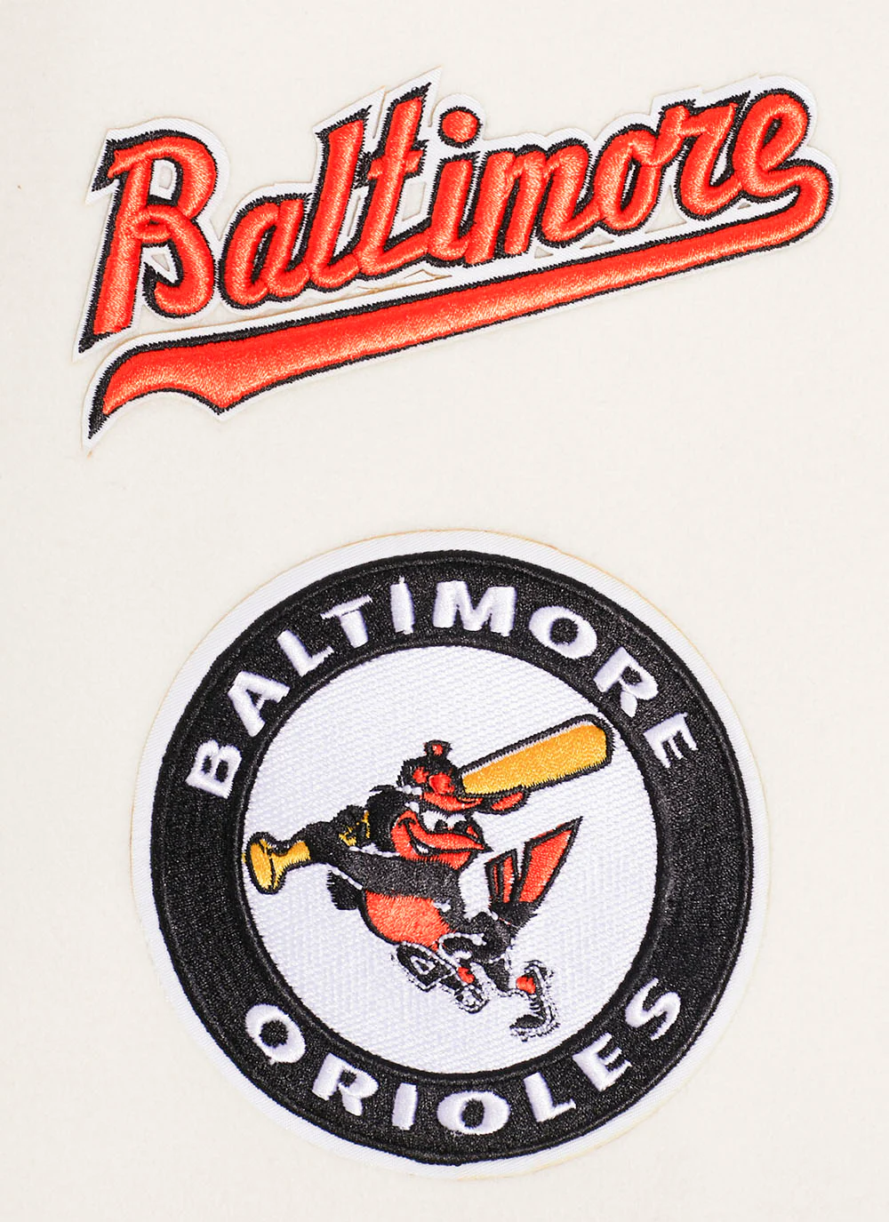 MLB BALTIMORE ORIOLES RETRO CLASSIC MEN'S RIB WOOL VARSITY JACKET (EGGSHELL/BLACK) - Image 7