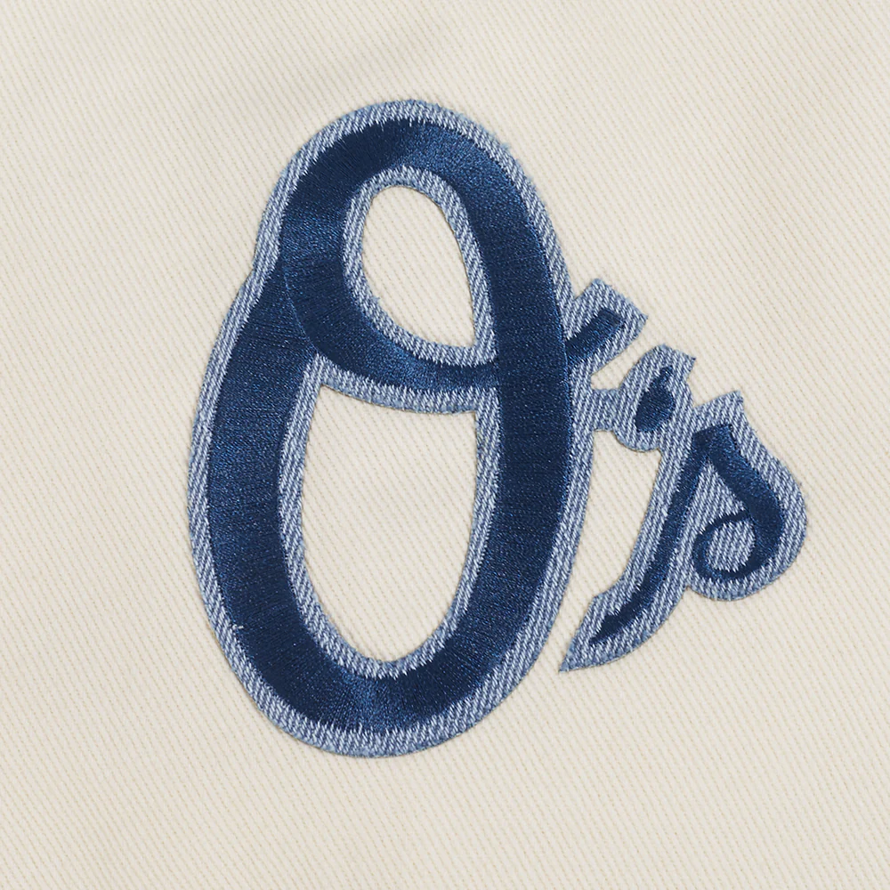MLB BALTIMORE ORIOLES VARSITY BLUES MEN'S DENIM VARSITY JACKET (DENIM/LINEN) - Image 6