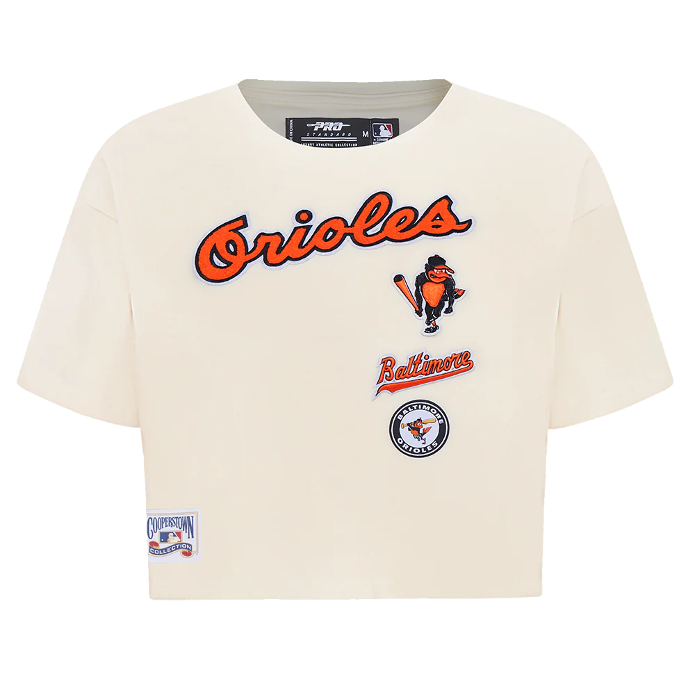 MLB BALTIMORE ORIOLES RETRO CLASSIC WOMEN'S BOXY TOP (EGGSHELL)