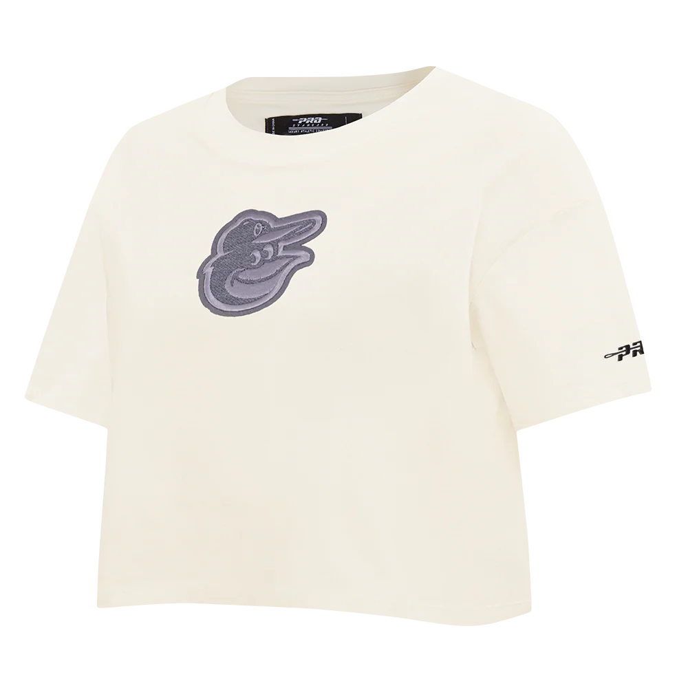 MLB BALTIMORE ORIOLES REVERSE FRENCH TERRY WOMEN'S SINGLE JERSEY BOXY TOP (EGGSHELL) - Image 4