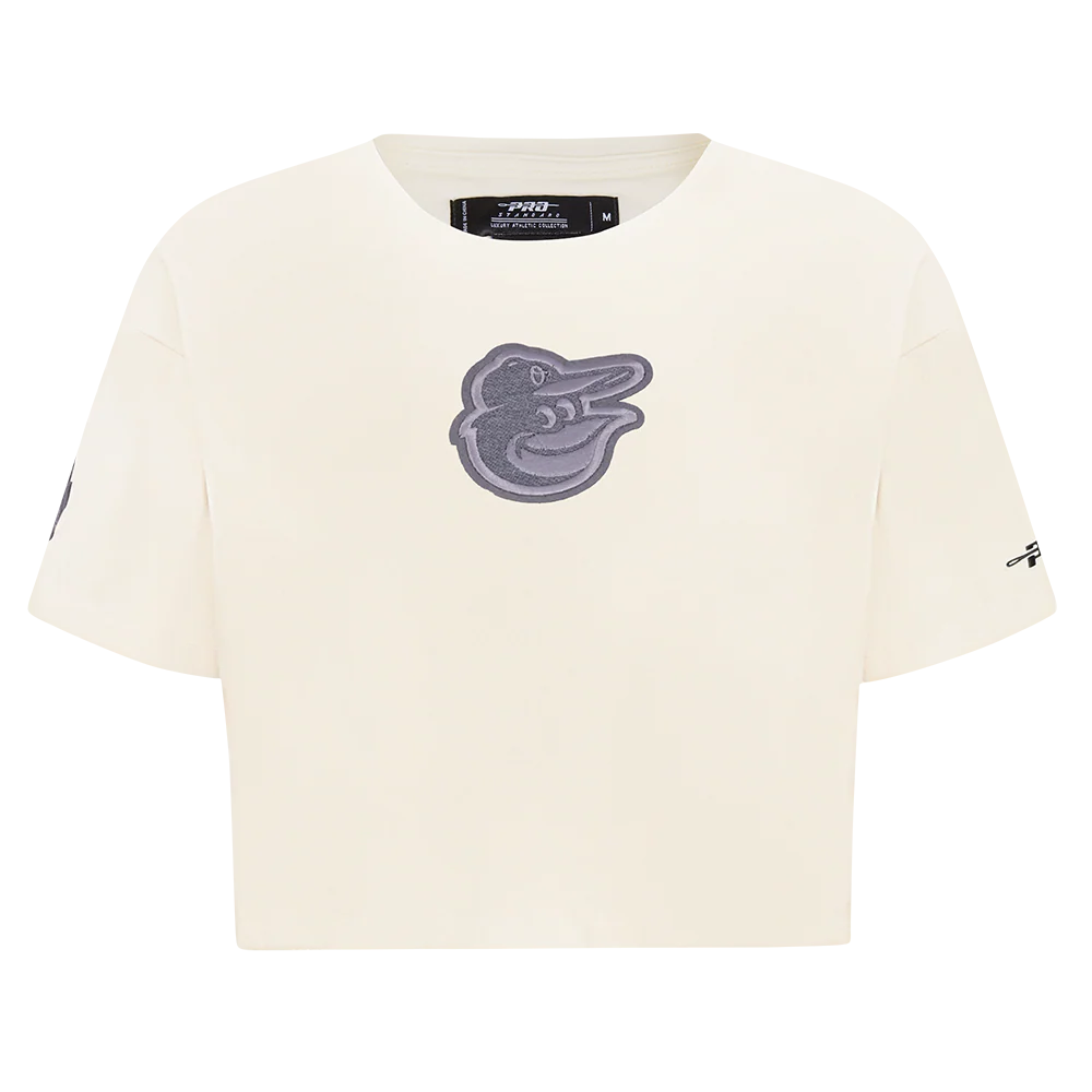 MLB BALTIMORE ORIOLES REVERSE FRENCH TERRY WOMEN'S SINGLE JERSEY BOXY TOP (EGGSHELL) - Image 5