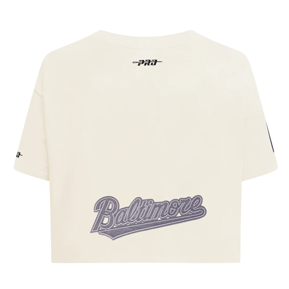 MLB BALTIMORE ORIOLES REVERSE FRENCH TERRY WOMEN'S SINGLE JERSEY BOXY TOP (EGGSHELL) - Image 7