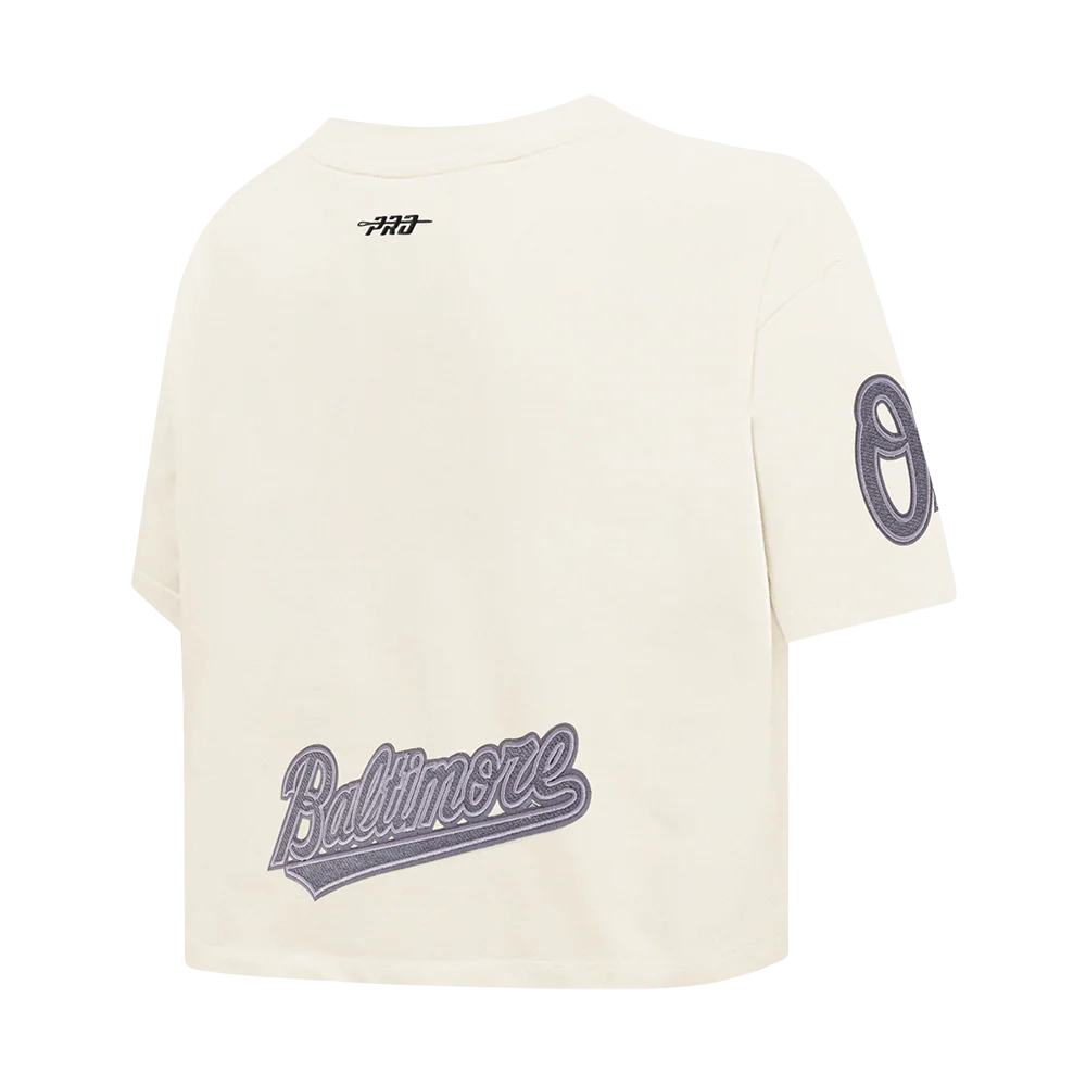 MLB BALTIMORE ORIOLES REVERSE FRENCH TERRY WOMEN'S SINGLE JERSEY BOXY TOP (EGGSHELL) - Image 8