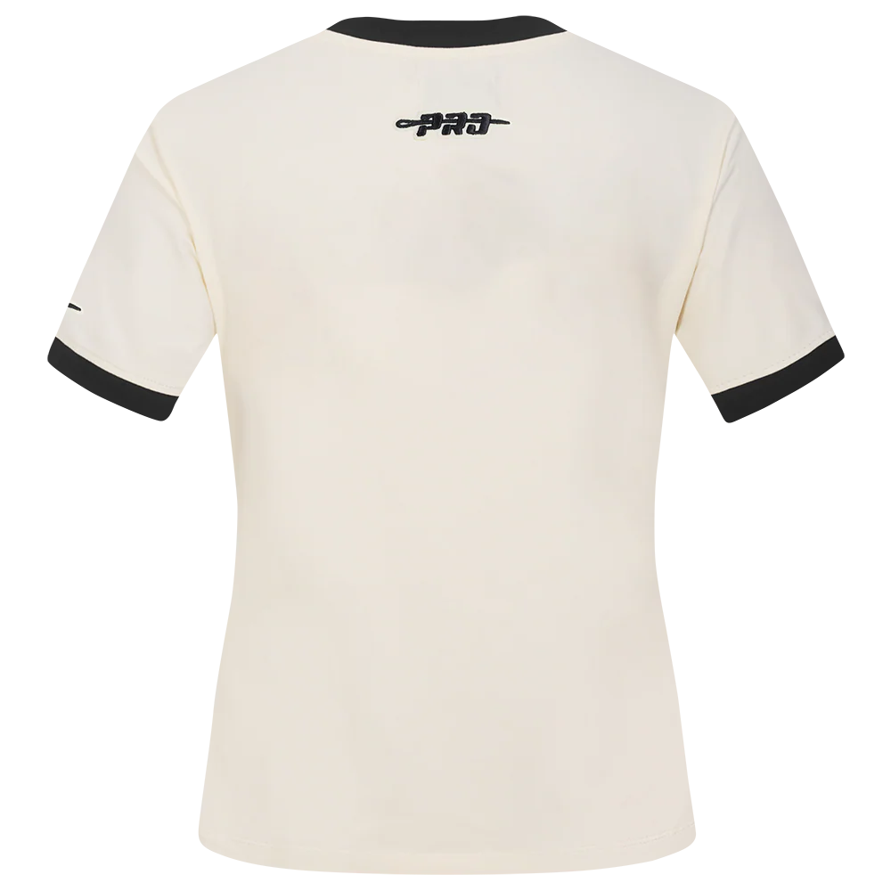 MLB BALTIMORE ORIOLES RETRO CASCADE WOMEN'S RINGER TEE (EGGSHELL/ BLACK) - Image 3