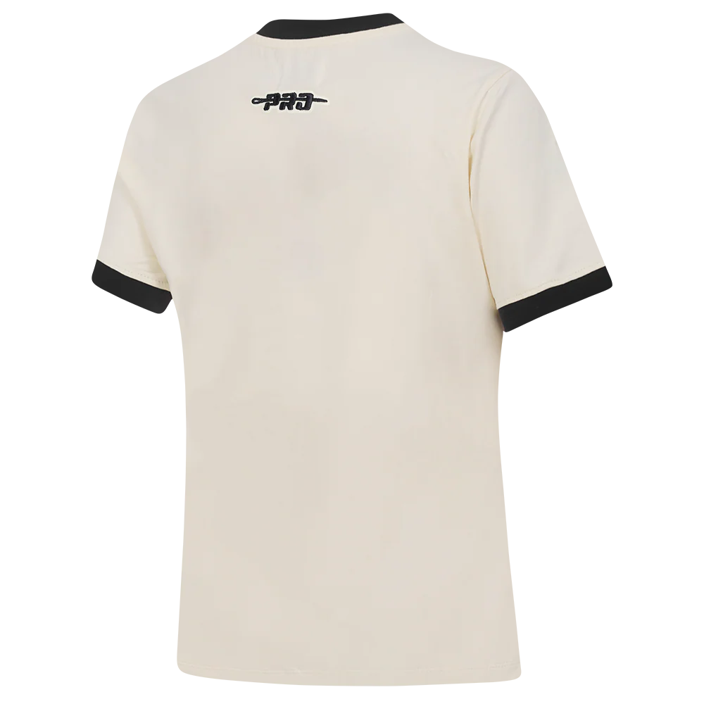 MLB BALTIMORE ORIOLES RETRO CASCADE WOMEN'S RINGER TEE (EGGSHELL/ BLACK) - Image 4