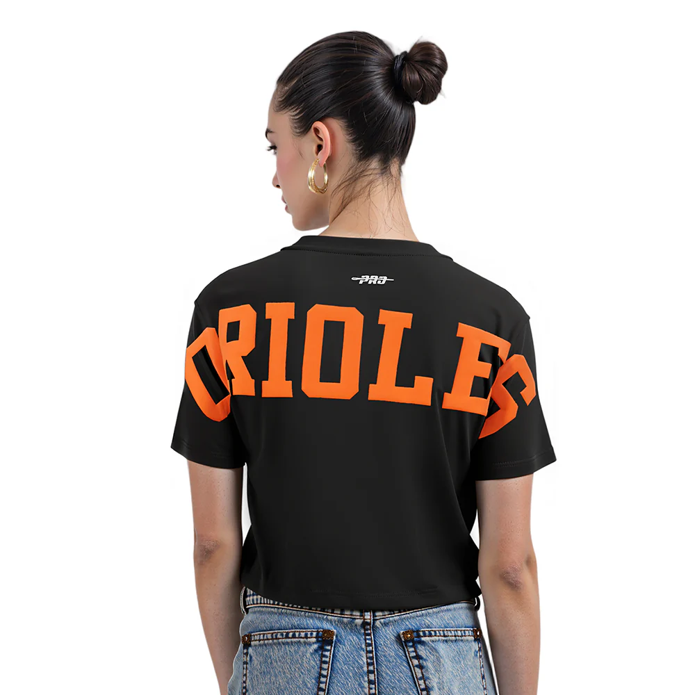 MLB BALTIMORE ORIOLES WINGSPAN WOMEN'S SJ BOXY TEE (BLACK)