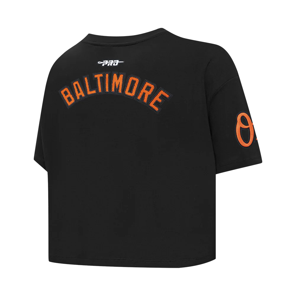 MLB BALTIMORE ORIOLES CLASSIC CHENILLE WOMEN'S SJ BOXY TOP (BLACK) - Image 4