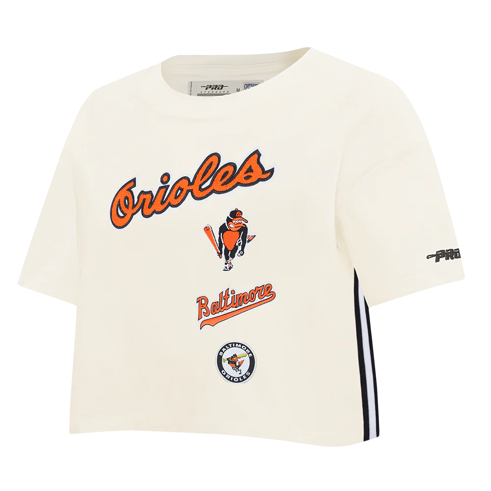 MLB BALTIMORE ORIOLES RETRO CLASSICS WOMEN'S S/S BOXY TOP (EGGSHELL) - Image 3