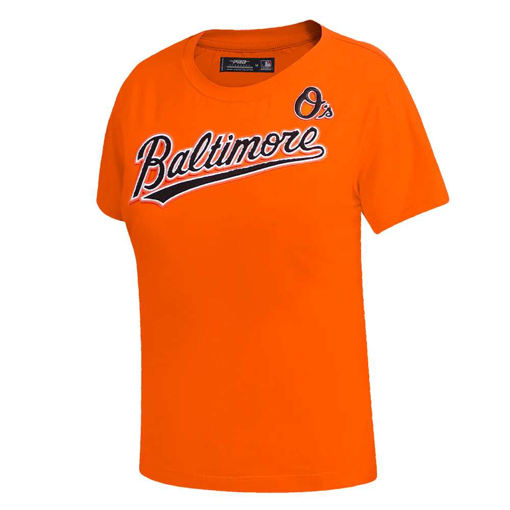 MLB BALTIMORE ORIOLES CLASSIC SHORT SLEEVE WOMEN'S SLIM FIT TOP (ORANGE) - Image 2