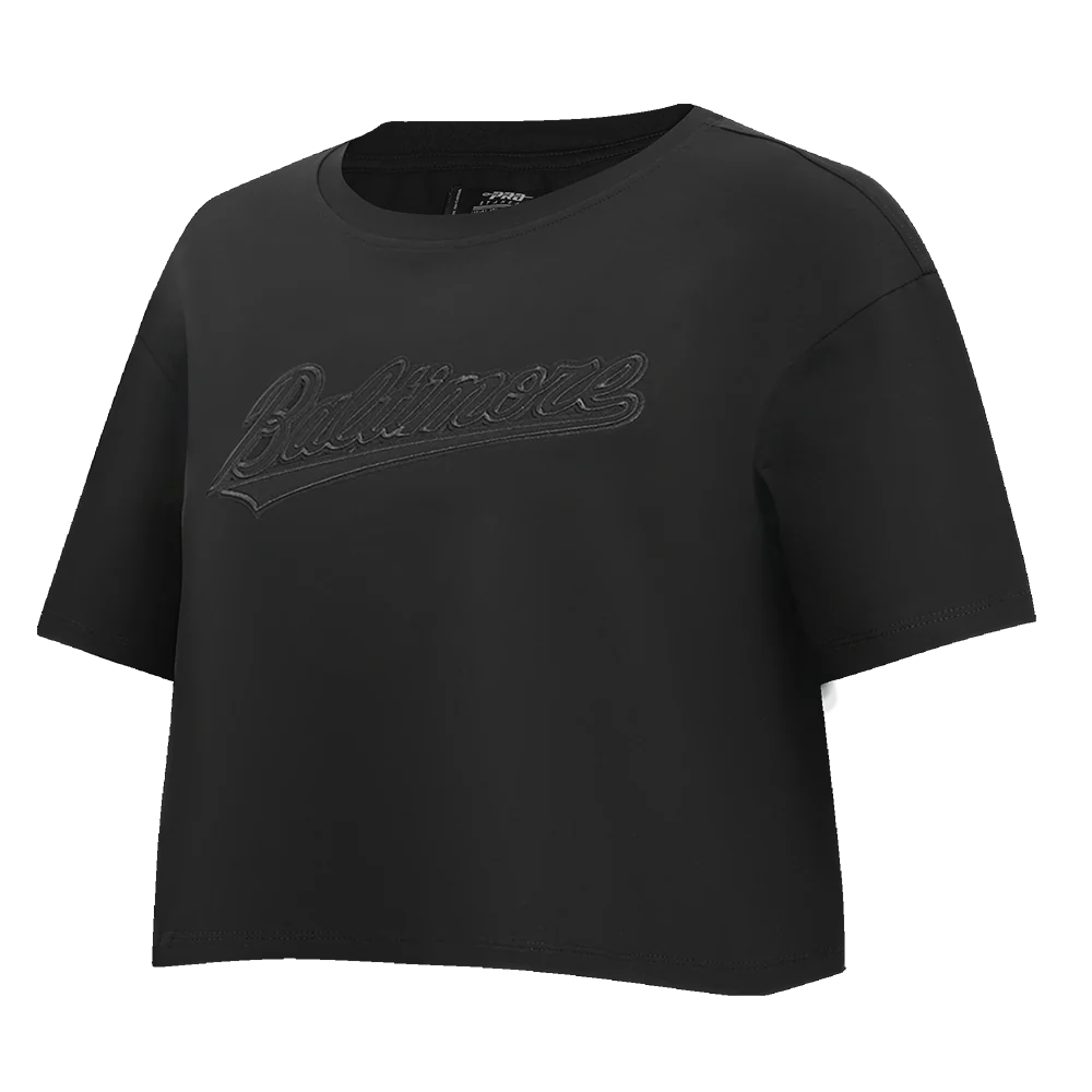 MLB BALTIMORE ORIOLES NEUTRAL WOMEN'S BOXY TOP (BLACK) - Image 2
