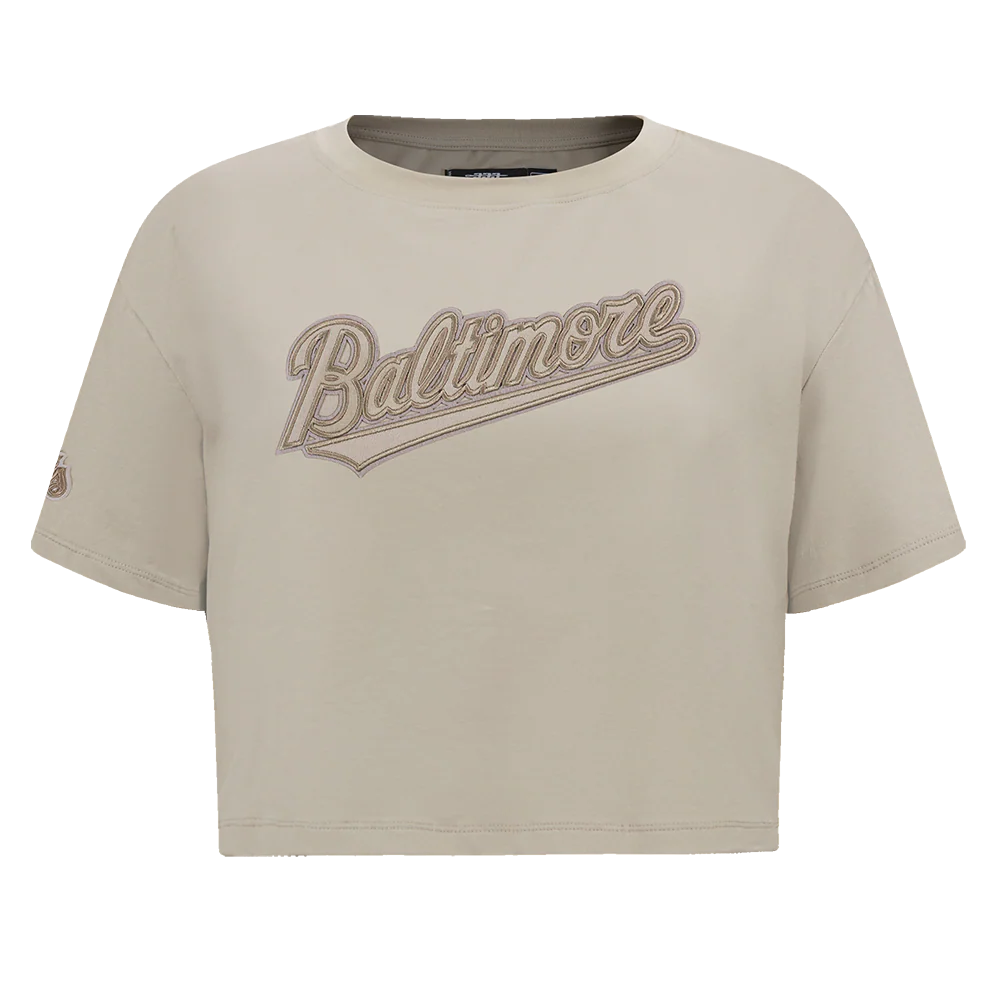 MLB BALTIMORE ORIOLES NEUTRAL WOMEN'S BOXY TOP (TAUPE)