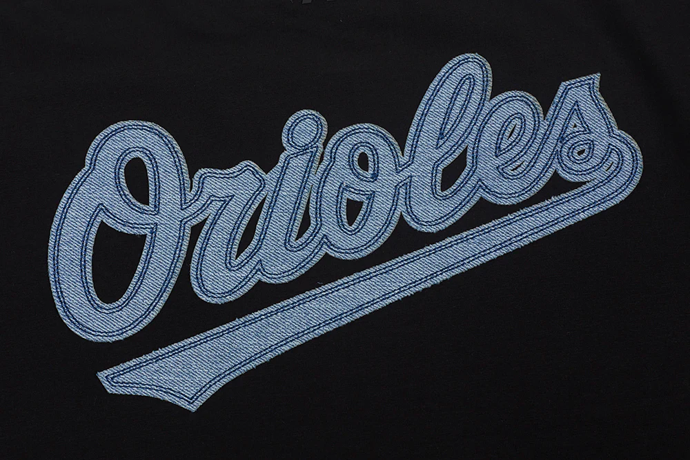 MLB BALTIMORE ORIOLES VARSITY BLUES WOMEN'S BOXY TOP (BLACK) - Image 7