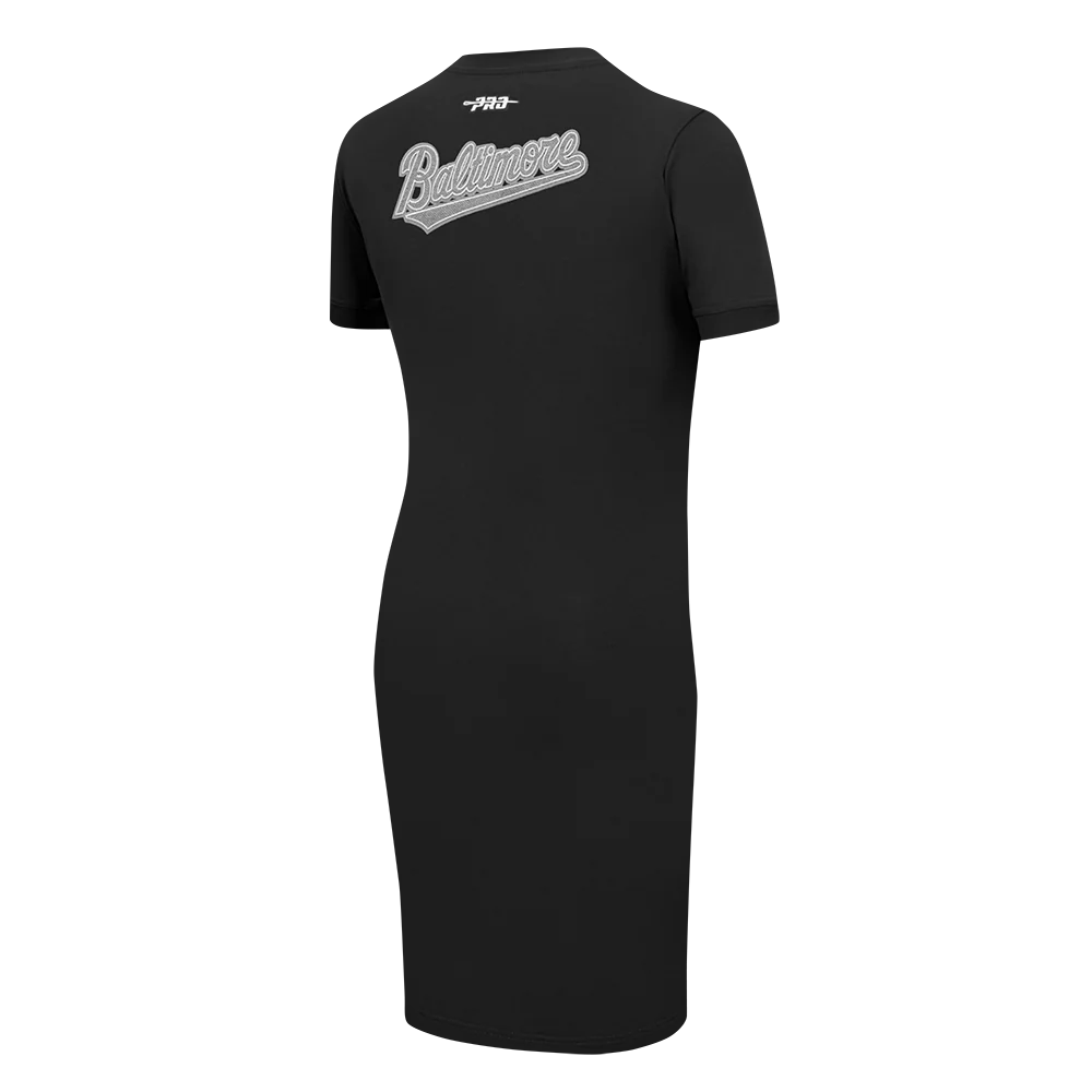 MLB BALTIMORE ORIOLES REVERSE FRENCH TERRY WOMEN'S BODYCON DRESS (BLACK) - Image 8