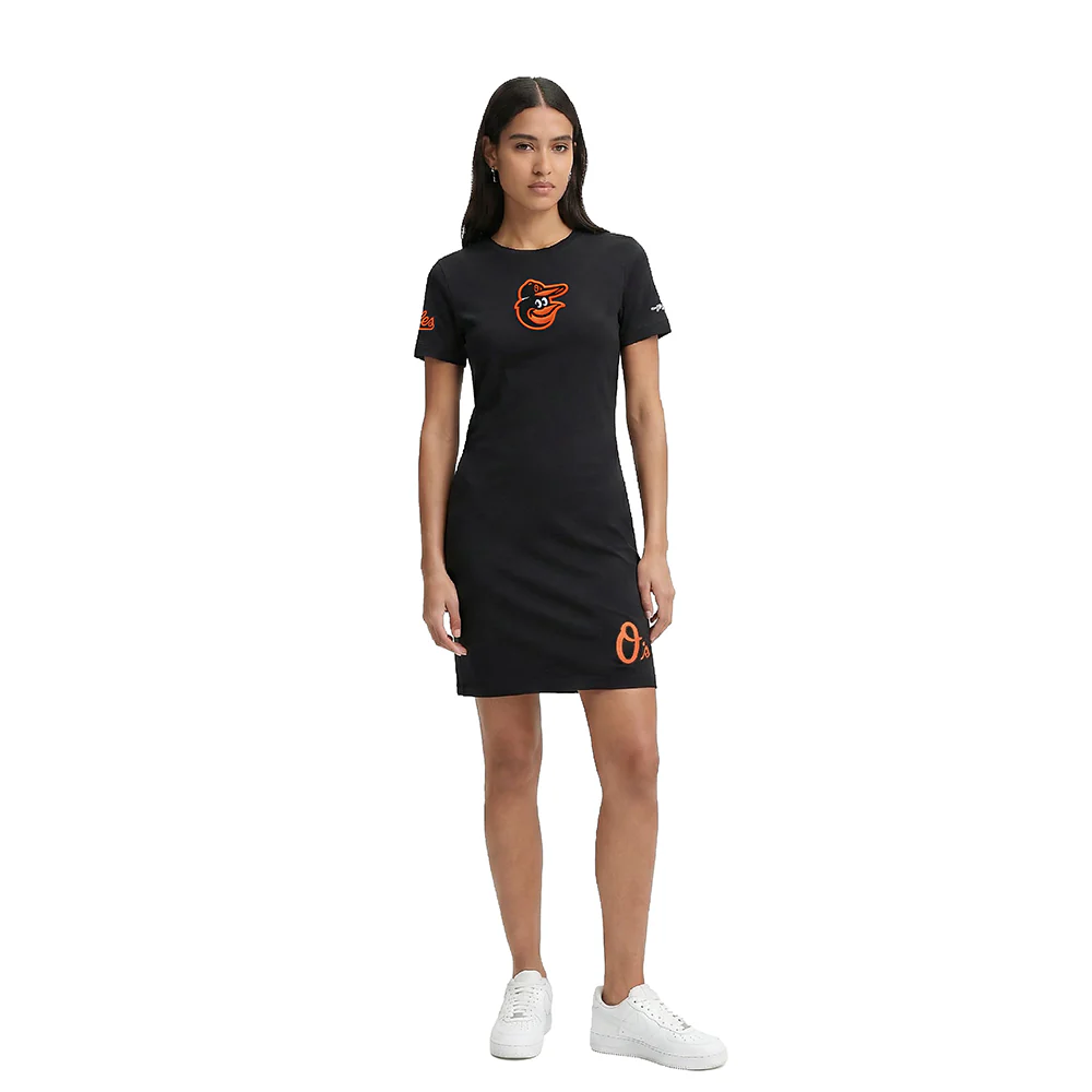 MLB BALTIMORE ORIOLES CLASSIC CHENILLE WOMEN'S BODYCON DRESS (BLACK)