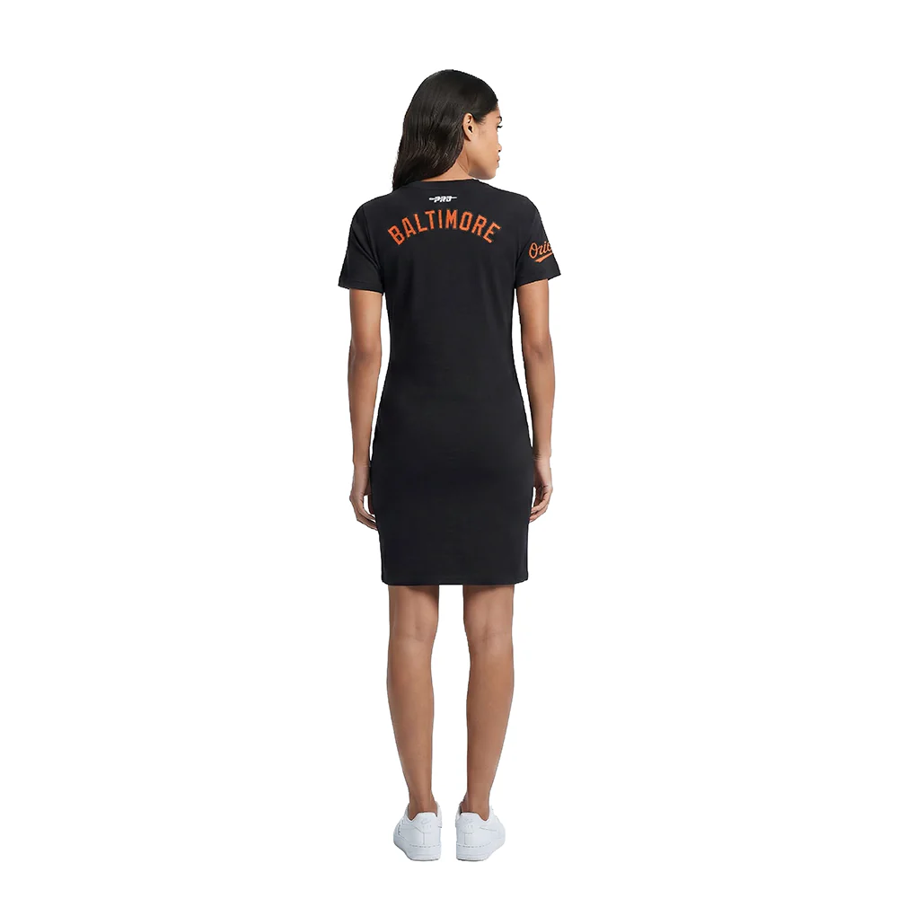 MLB BALTIMORE ORIOLES CLASSIC CHENILLE WOMEN'S BODYCON DRESS (BLACK) - Image 2