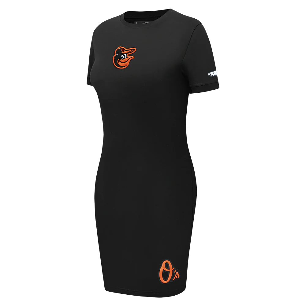 MLB BALTIMORE ORIOLES CLASSIC CHENILLE WOMEN'S BODYCON DRESS (BLACK) - Image 3