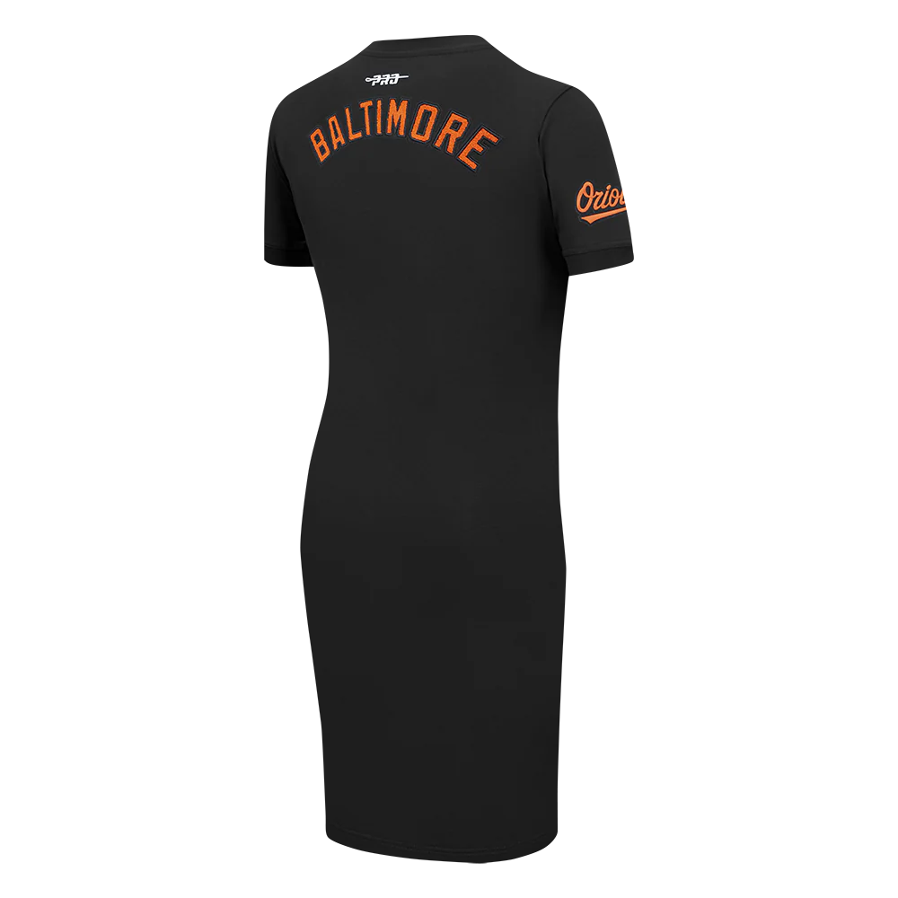 MLB BALTIMORE ORIOLES CLASSIC CHENILLE WOMEN'S BODYCON DRESS (BLACK) - Image 4