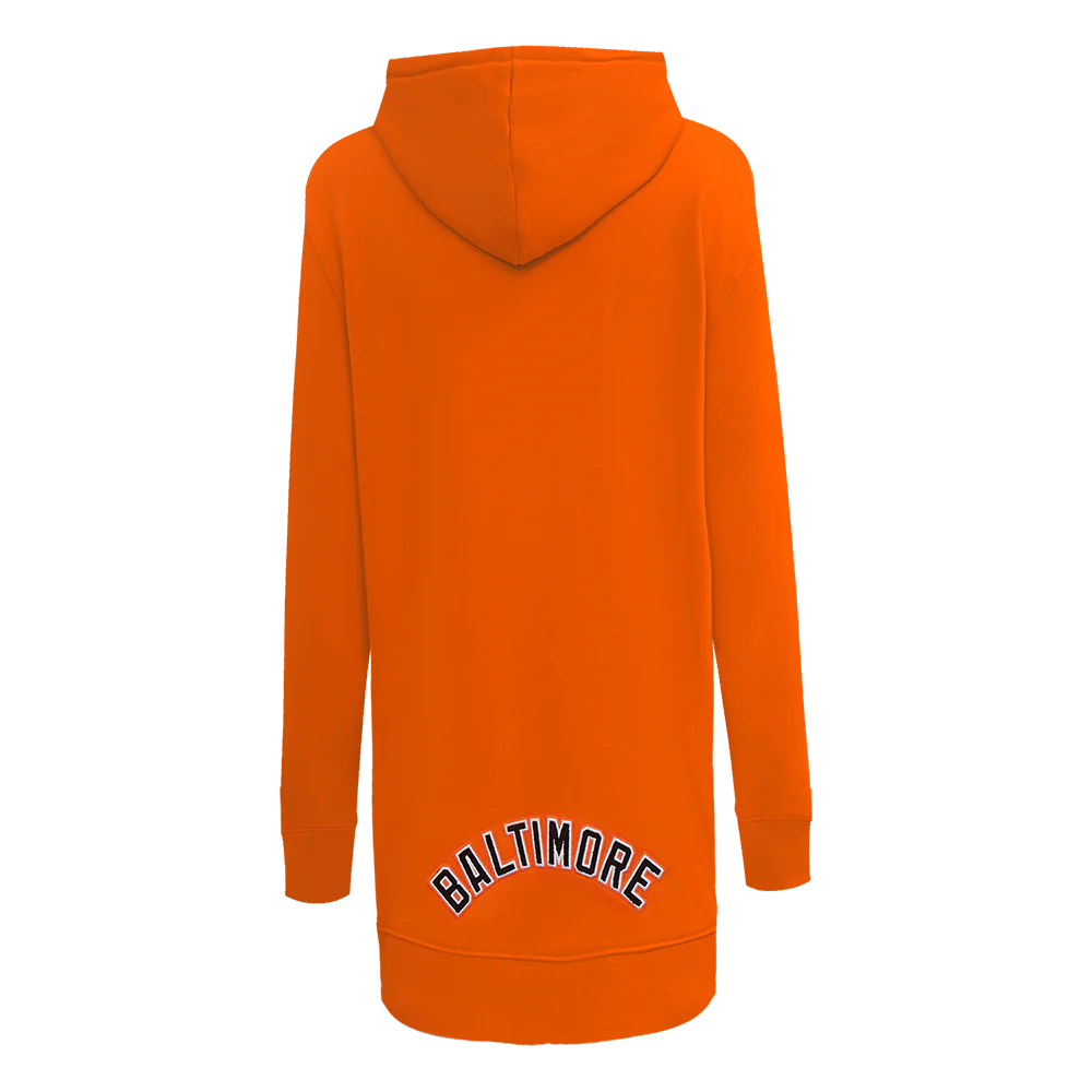 MLB BALTIMORE ORIOLES CLASSIC WOMEN'S FLEECE HOODIE DRESS (ORANGE) - Image 3