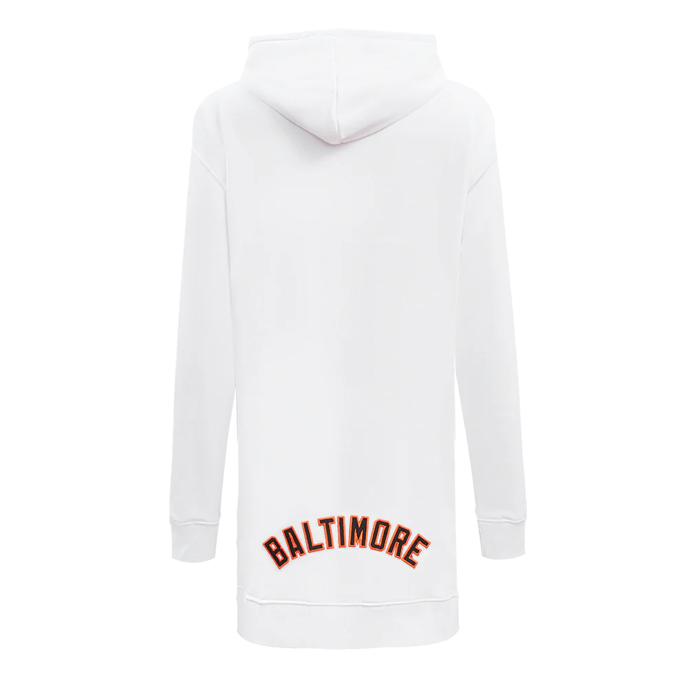MLB BALTIMORE ORIOLES CLASSIC WOMEN'S FLEECE HOODIE DRESS (WHITE) - Image 3