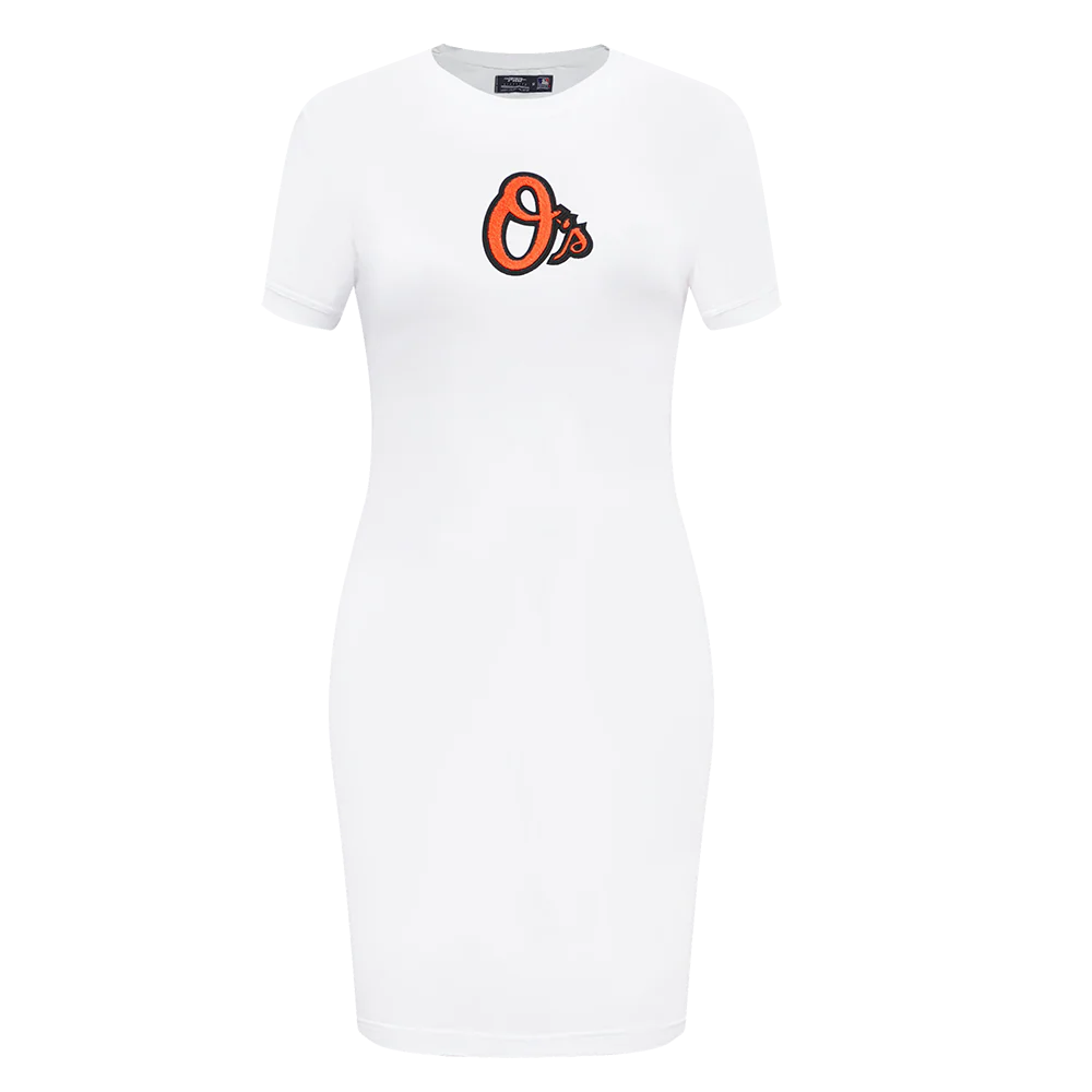 MLB BALTIMORE ORIOLES CLASSIC WOMEN'S BODYCON DRESS (WHITE)