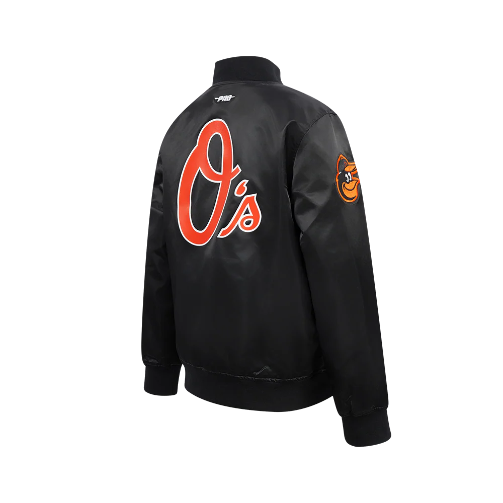 MLB BALTIMORE ORIOLES CLASSIC BIG BOYS SATIN JACKET (BLACK) - Image 4