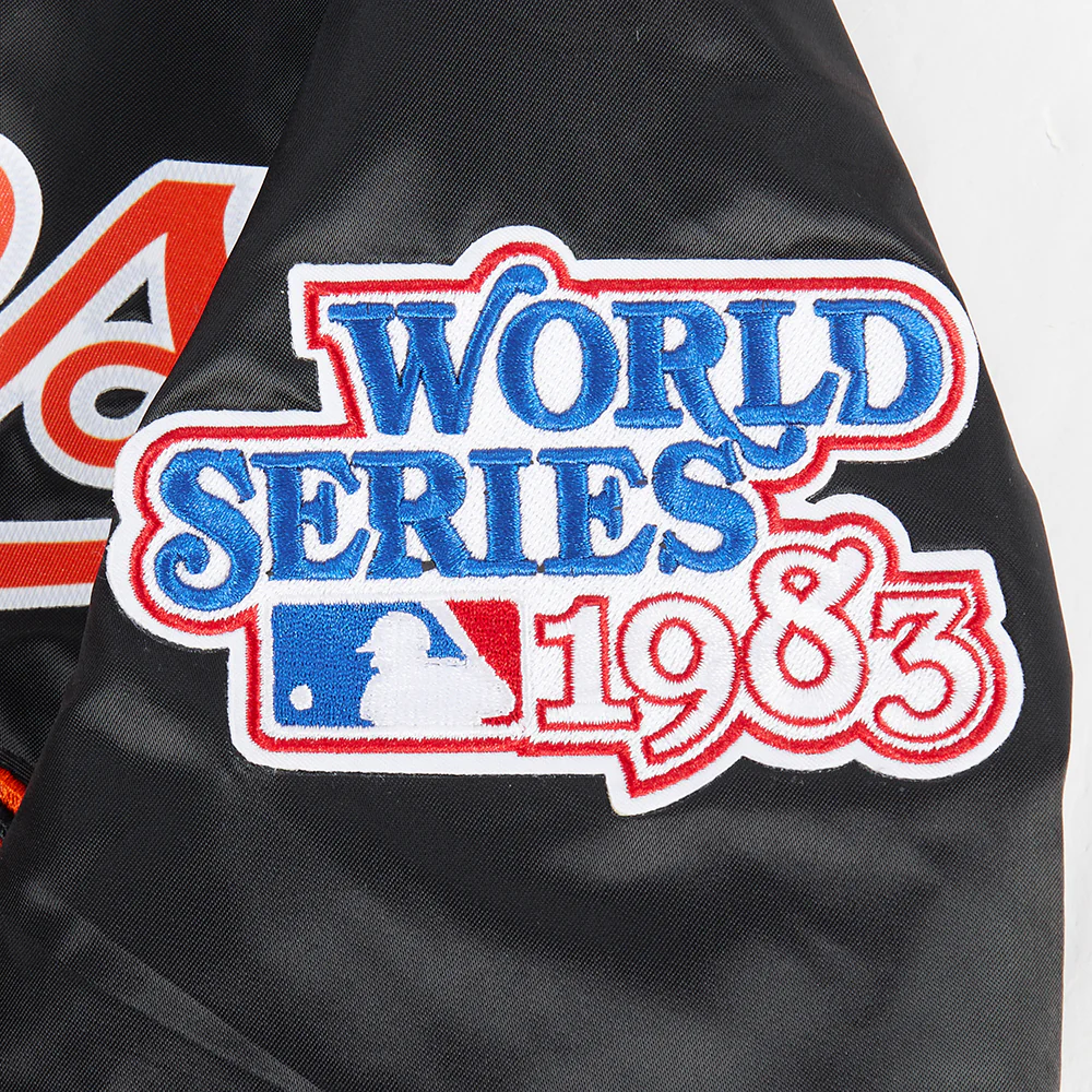 MLB BALTIMORE ORIOLES CLASSIC BIG BOYS SATIN JACKET (BLACK) - Image 7