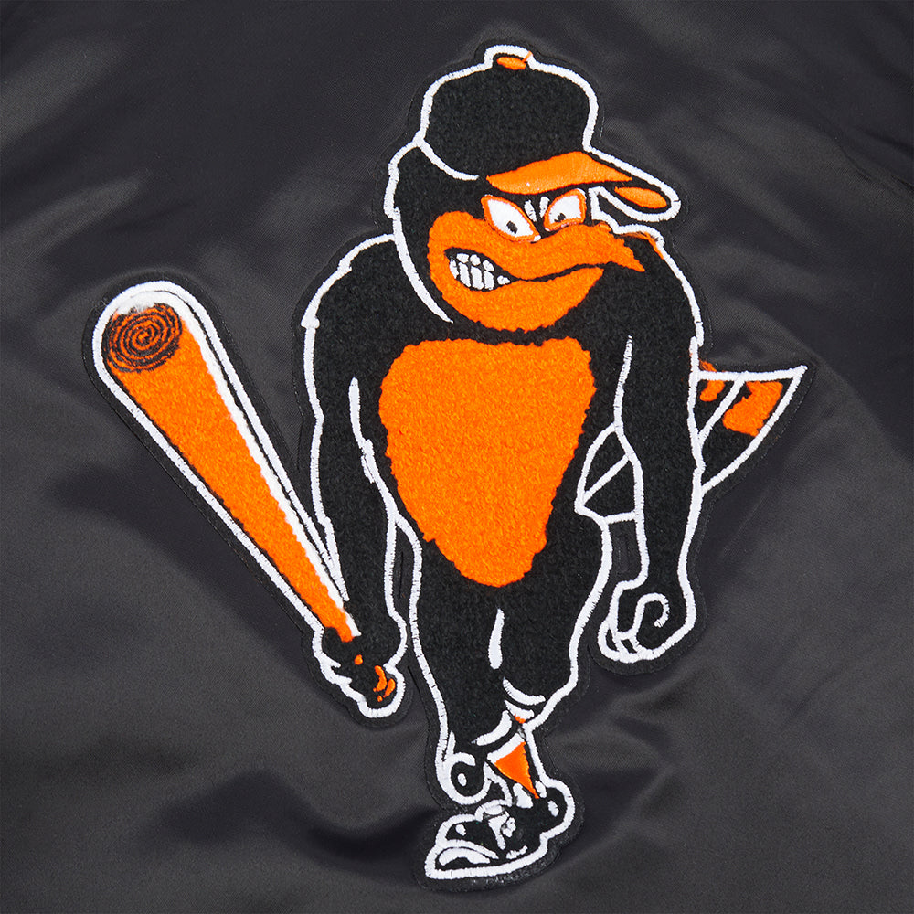 MLB BALTIMORE ORIOLES RETRO CLASSIC BIG BOYS RIB SATIN JACKET (BLACK/ORANGE) - Image 5