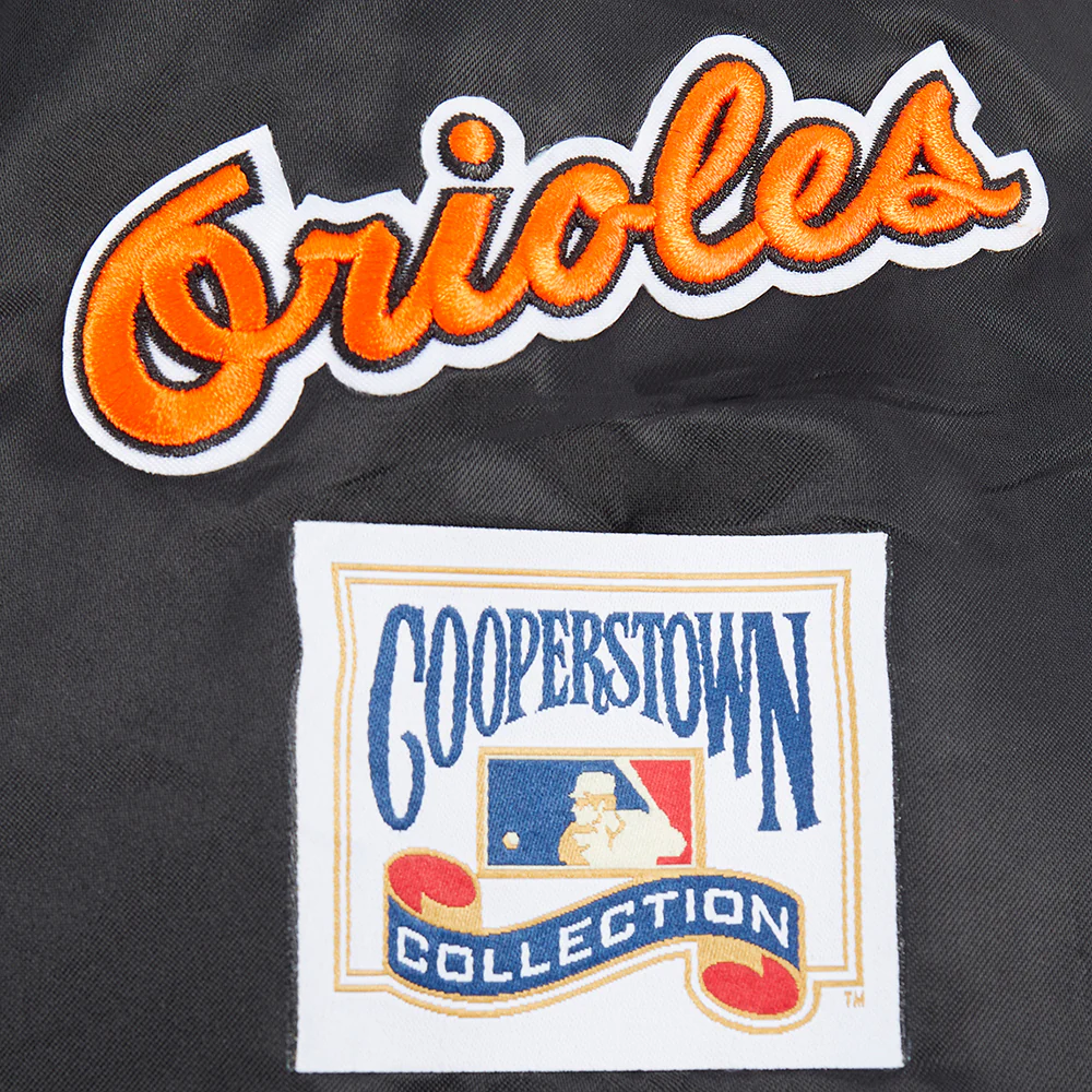 MLB BALTIMORE ORIOLES RETRO CLASSIC BIG BOYS RIB SATIN JACKET (BLACK/ORANGE) - Image 7