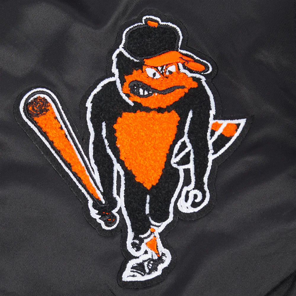 MLB BALTIMORE ORIOLES RETRO CLASSIC BIG BOYS RIB SATIN JACKET (BLACK/ORANGE) - Image 9