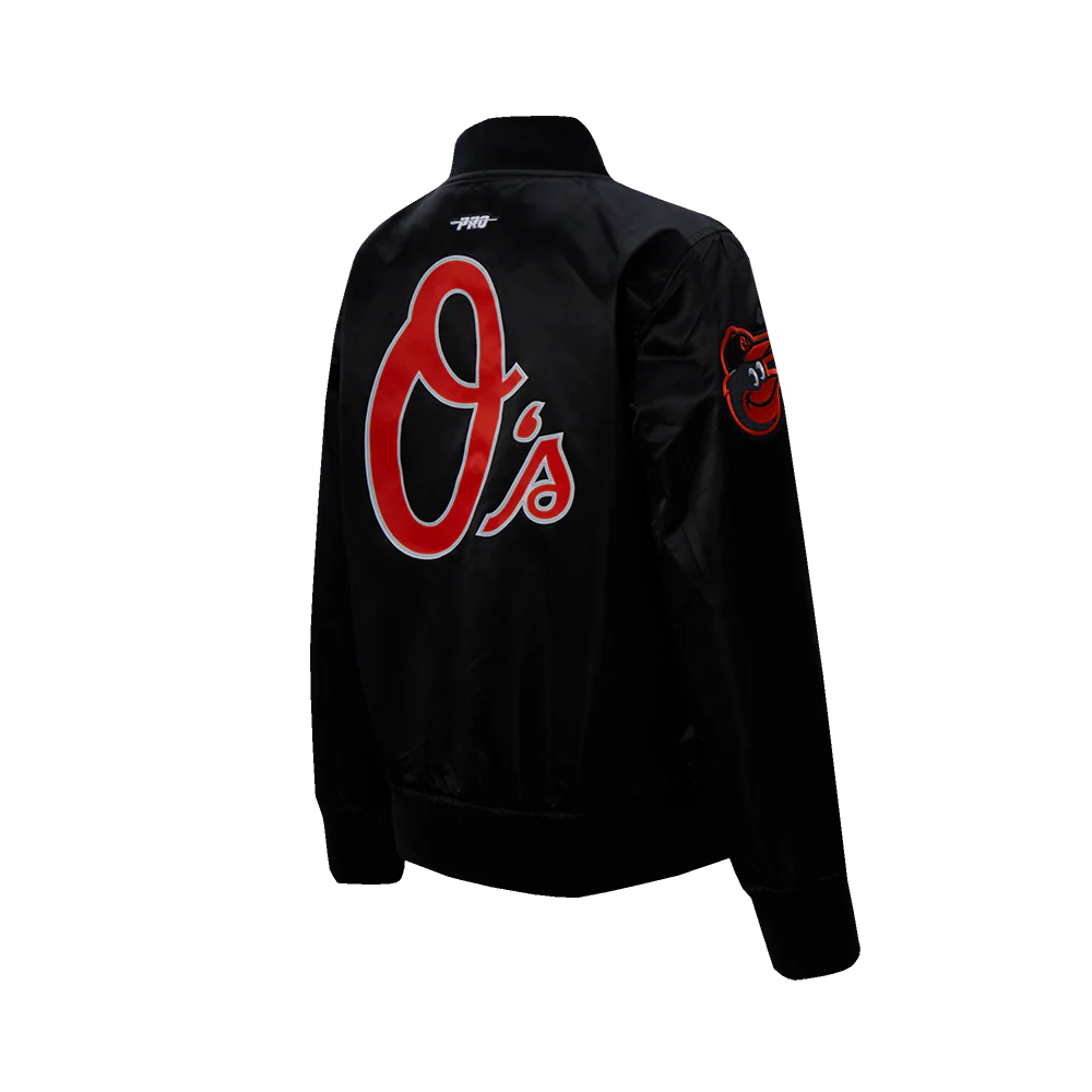 MLB BALTIMORE ORIOLES CLASSIC CHENILLE BIG BOY'S  SATIN JACKET (BLACK) - Image 4