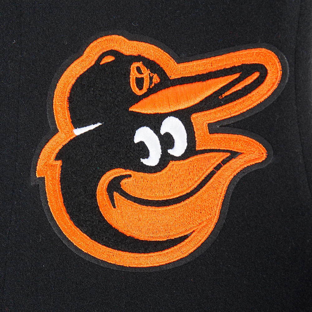 MLB BALTIMORE ORIOLES CLASSIC BIG BOYS WOOL VARSITY JACKET (BLACK/WHITE) - Image 5