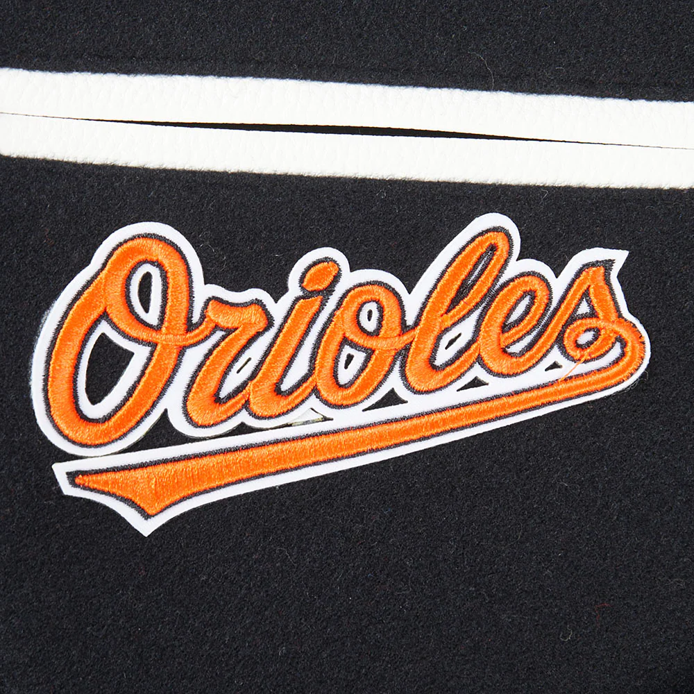 MLB BALTIMORE ORIOLES CLASSIC BIG BOYS WOOL VARSITY JACKET (BLACK/WHITE) - Image 6