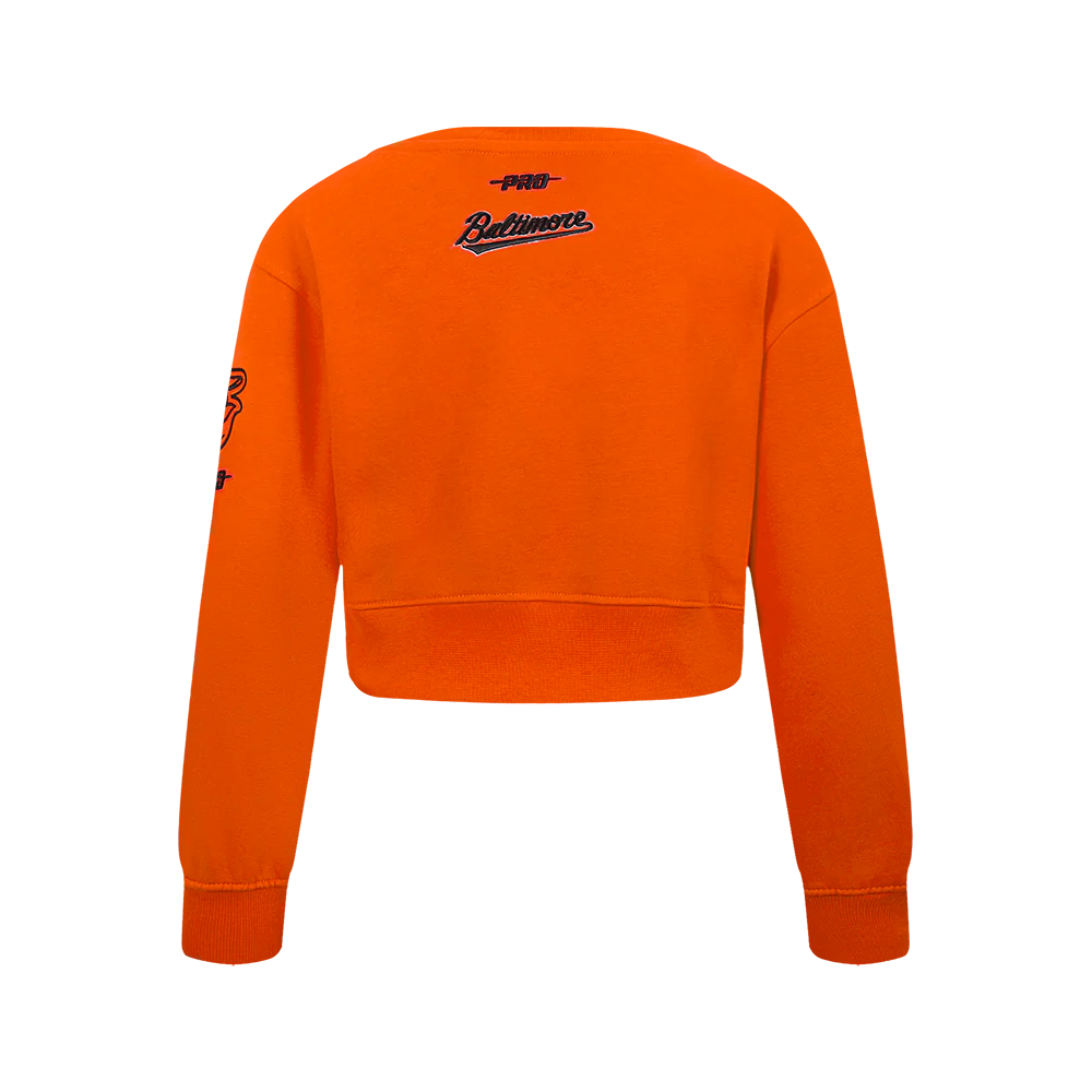 MLB BALTIMORE ORIOLES CLASSIC BIG GIRLS FLEECE CREWNECK (ORANGE) - Image 3