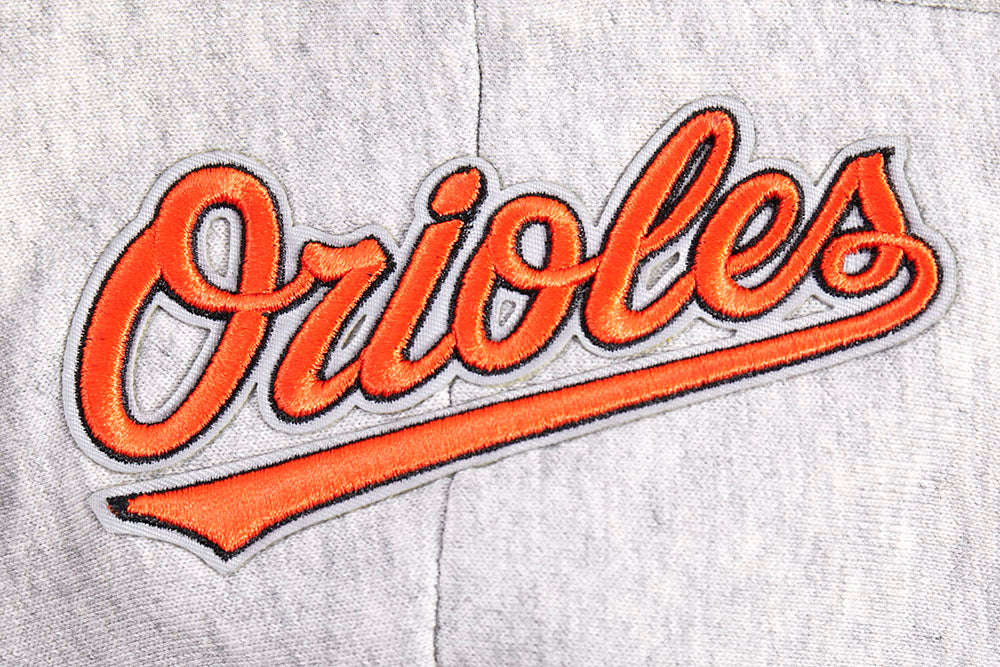 MLB BALTIMORE ORIOLES SCRIPT TAIL WOMEN'S RIB FLEECE CROPPED PULLOVER HOODIE (HEATHER GRAY/BLACK) - Image 6