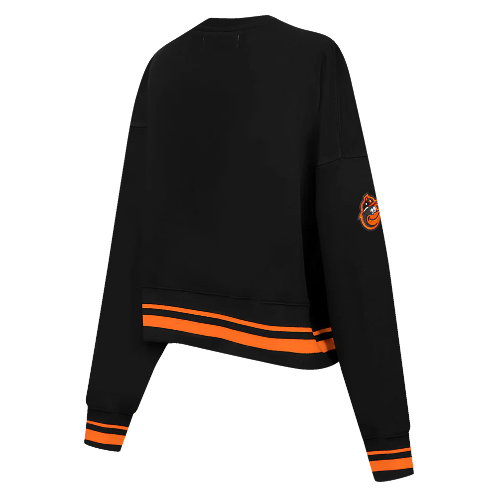 MLB BALTIMORE ORIOLES RETRO CLASSIC WOMEN'S RIB CREWNECK (BLACK/ORANGE) - Image 4