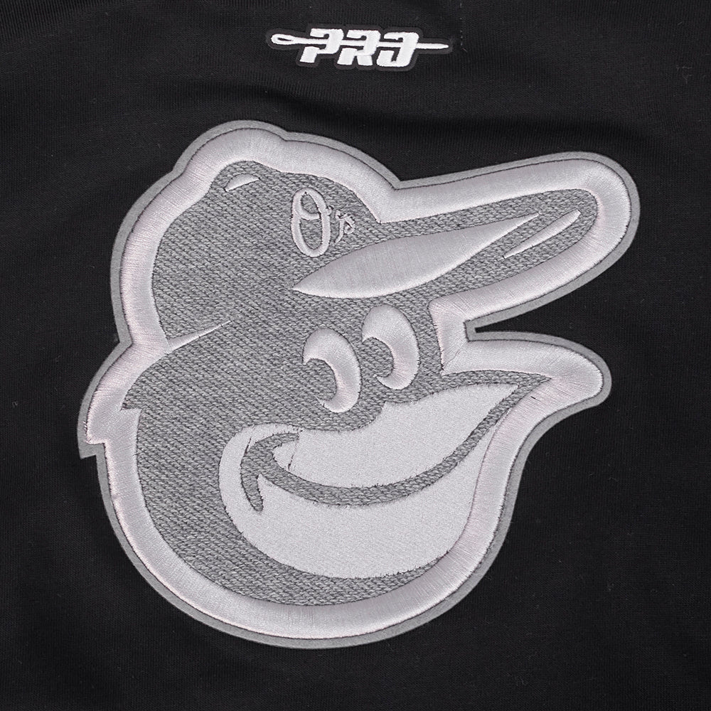 MLB BALTIMORE ORIOLES REVERSE FRENCH TERRY WOMEN'S COLOR BLOCK FLEECE FULL ZIP HOODIE (BLACK/GRAY/EGGSHELL) - Image 11