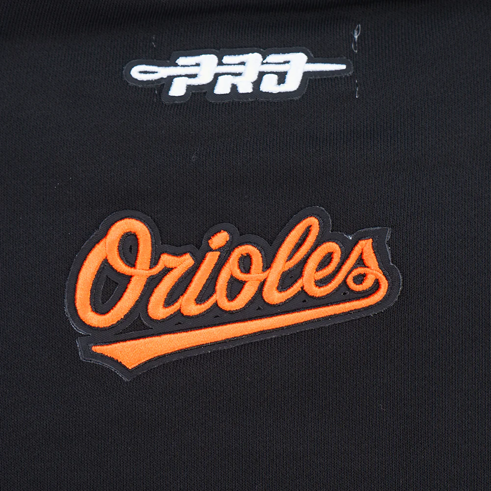 MLB BALTIMORE ORIOLES CLASSIC CHENILLE WOMEN'S FLC CREWNECK (BLACK) - Image 6