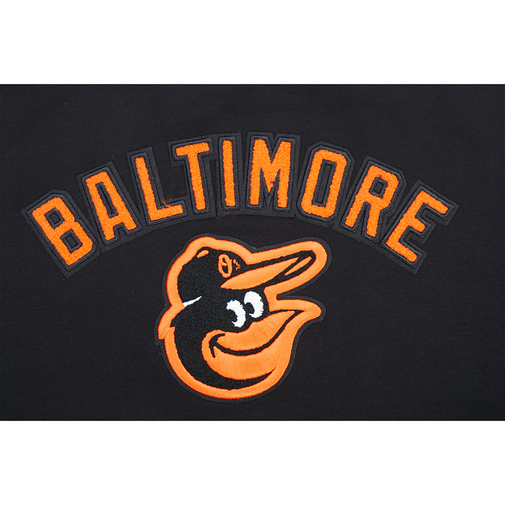 MLB BALTIMORE ORIOLES CLASSIC CHENILLE WOMEN'S FLC CREWNECK (BLACK) - Image 7