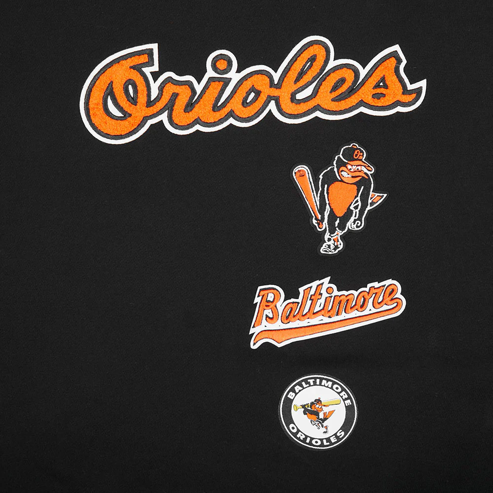 MLB BALTIMORE ORIOLES RETRO CLASSIC WOMEN'S RIB FLC CREWNECK (BLACK/ORANGE) - Image 6