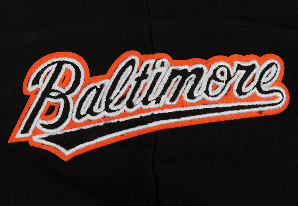 MLB BALTIMORE ORIOLES CLASSIC WOMEN'S FLEECE PULLOVER HOODIE (BLACK) - Image 7