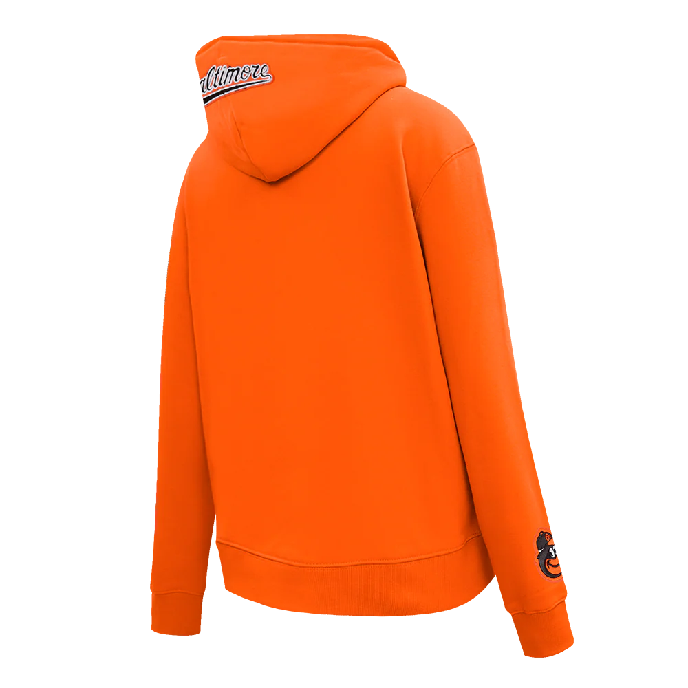 MLB BALTIMORE ORIOLES CLASSIC WOMEN'S FLEECE PULLOVER HOODIE (ORANGE) - Image 4