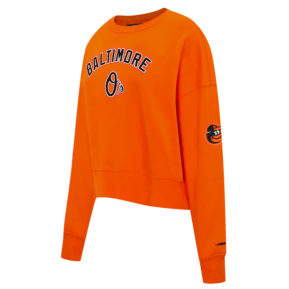 MLB BALTIMORE ORIOLES CLASSIC WOMEN'S FLEECE CREWNECK (ORANGE) - Image 2