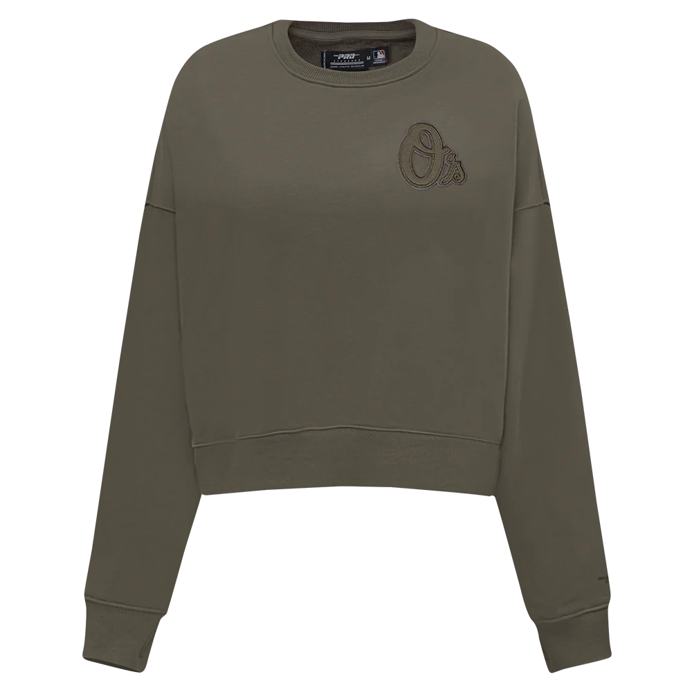 MLB BALTIMORE ORIOLES NEUTRAL WOMEN'S CREWNECK (DARK TAUPE)