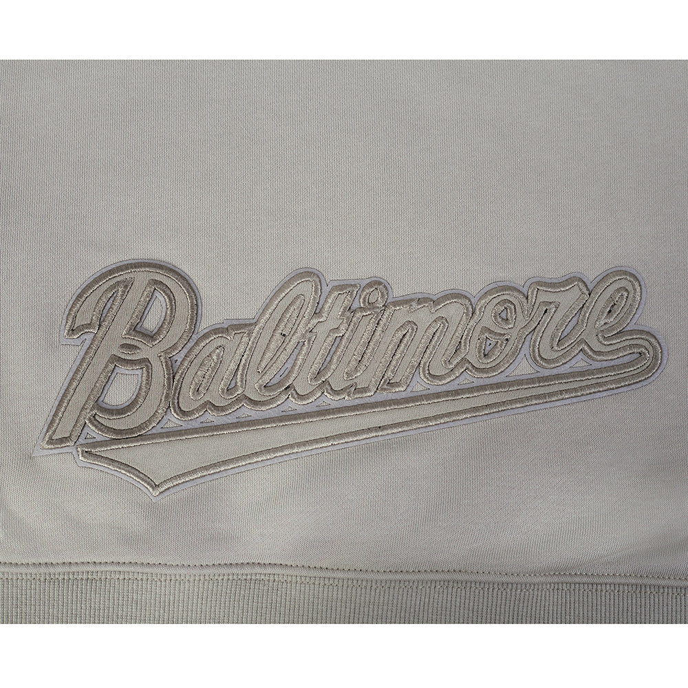 MLB BALTIMORE ORIOLES NEUTRAL WOMEN'S CROPPED PULLOVER HOODIE (TAUPE) - Image 6