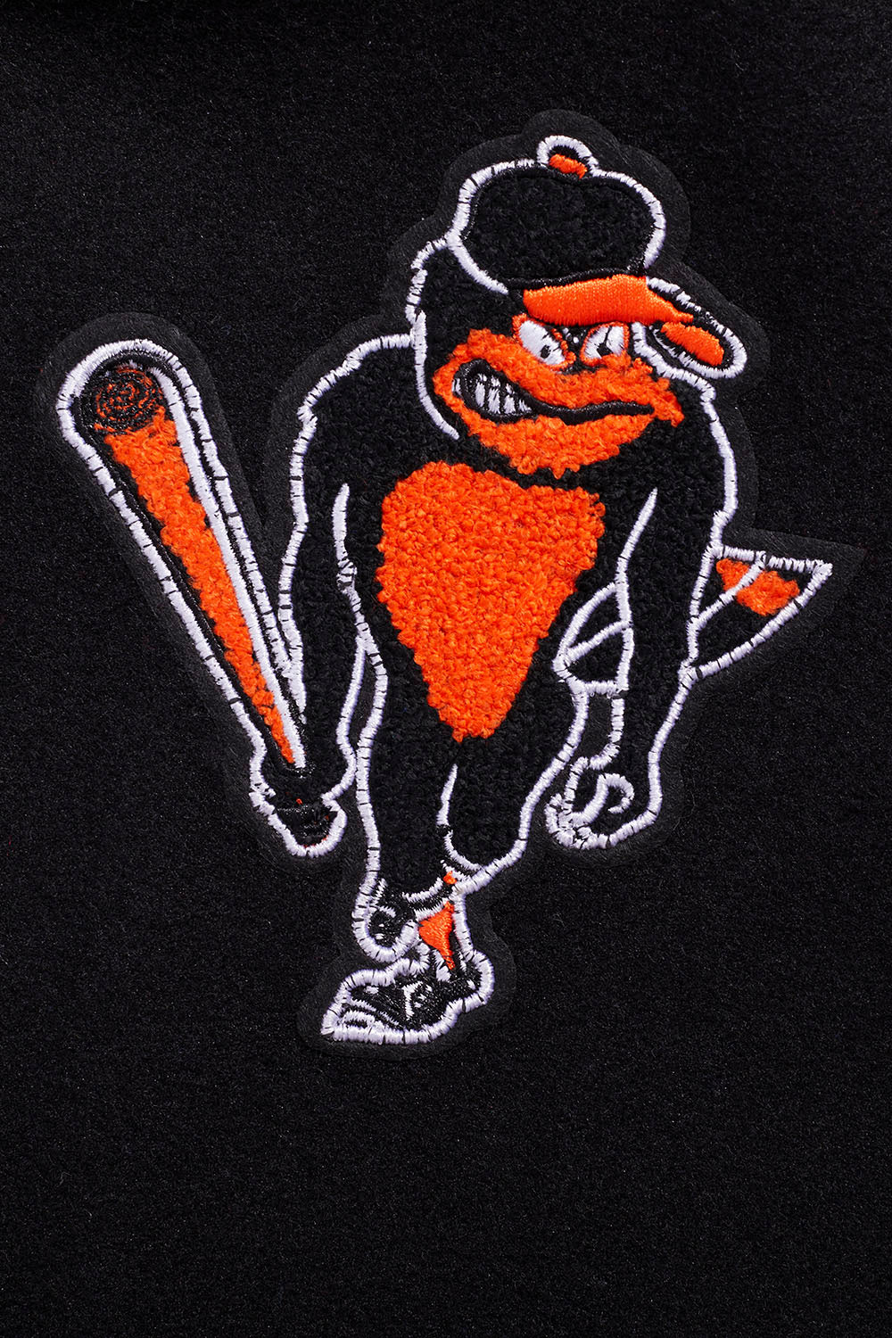 MLB BALTIMORE ORIOLES RETRO CLASSIC WOMEN'S RIB WOOL VARSITY JACKET (BLACK/ORANGE) - Image 6