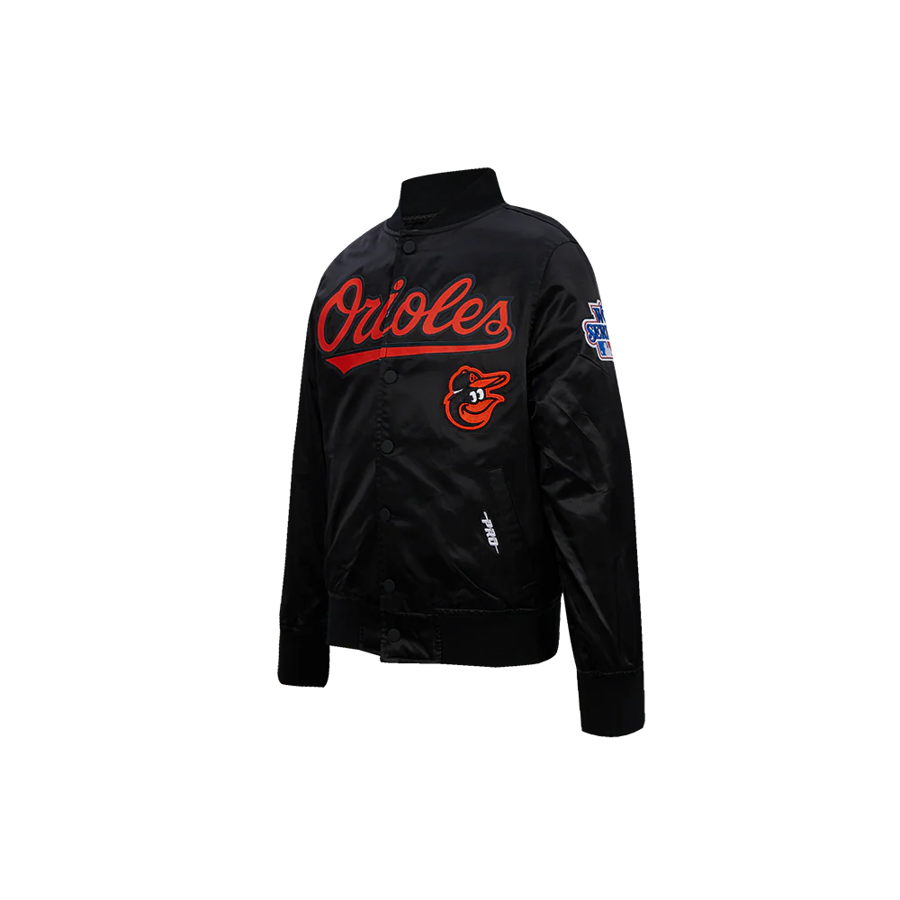 MLB BALTIMORE ORIOLES CLASSIC CHENILLE LITTLE BOY'S SATIN JACKET (BLACK) - Image 3