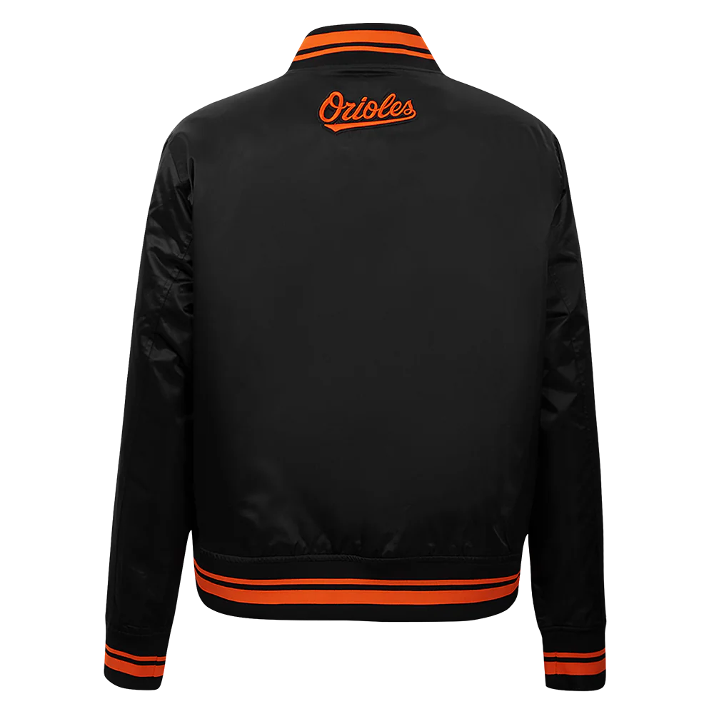 MLB BALTIMORE ORIOLES SCRIPT TAIL WOMEN'S SATIN JACKET (BLACK/ORANGE) - Image 3