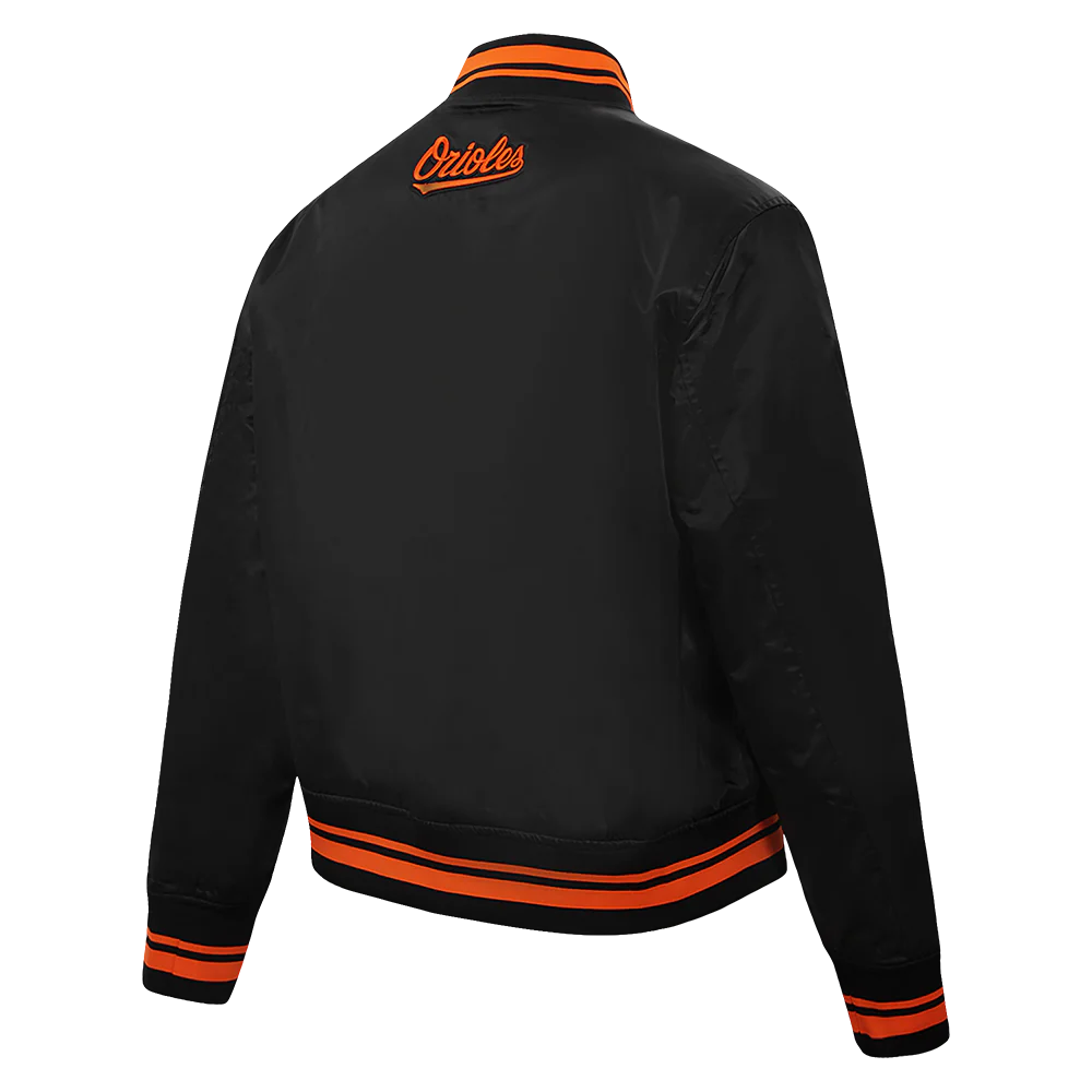 MLB BALTIMORE ORIOLES SCRIPT TAIL WOMEN'S SATIN JACKET (BLACK/ORANGE) - Image 4