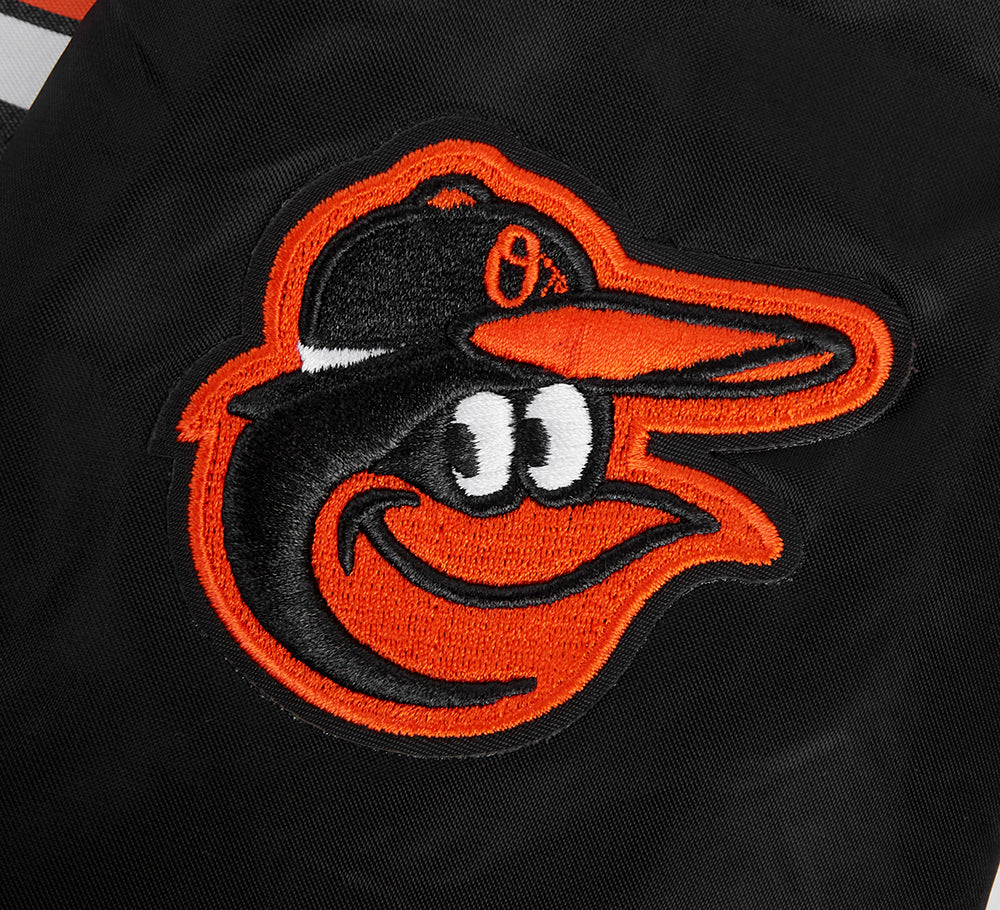 MLB BALTIMORE ORIOLES SCRIPT TAIL WOMEN'S SATIN JACKET (BLACK/ORANGE) - Image 6
